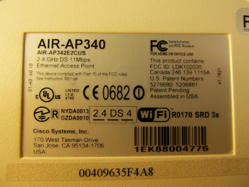 File:Cisco AIR-AP340 (AP342E2CUS) label.jpg